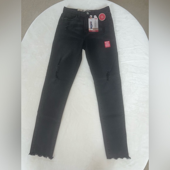 Levi's Other - Levi’s Girls 720 High Rise Super Skinny Jeans Black Distressed Raw Hem Size 14
